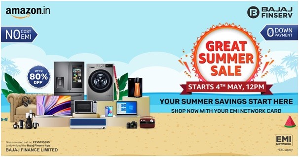 Amazon Great Summer Sale – Exclusive No Cost EMI Offers on Bajaj Finserv EMI Network Card Amazon Great Summer Sale – Exclusive No Cost EMI Offers on Bajaj Finserv EMI Network Card