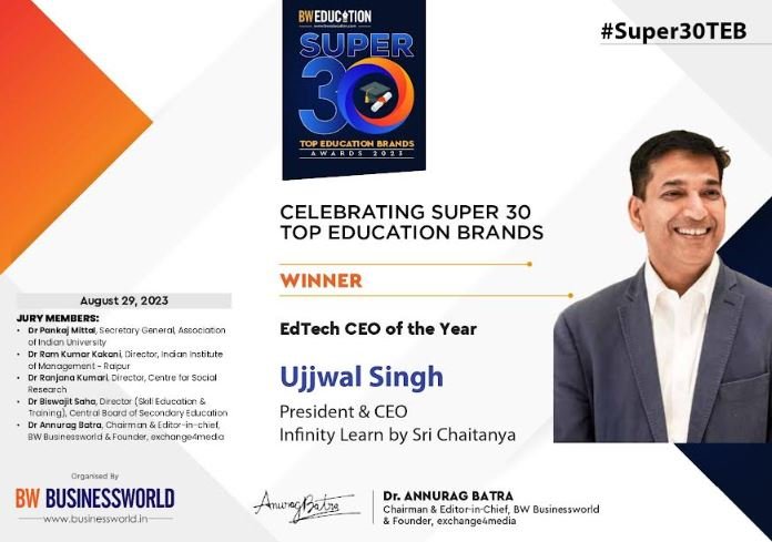 Ujjwal Singh Emerges as the Lone Winner at “Super Top 30 Education Brand Awards” by Business World Education Ujjwal Singh Emerges as the Lone Winner at “Super Top 30 Education Brand Awards” by Business World Education