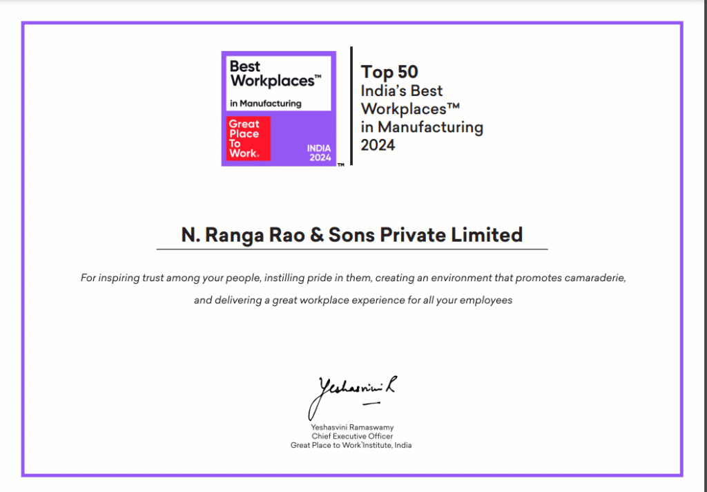 N. Ranga Rao & Sons, Makers of Cycle Pure Agarbathi Celebrated Among Top 50 India’s Best Workplaces in Manufacturing 2024 N. Ranga Rao & Sons, Makers of Cycle Pure Agarbathi Celebrated Among Top 50 India’s Best Workplaces in Manufacturing 2024
