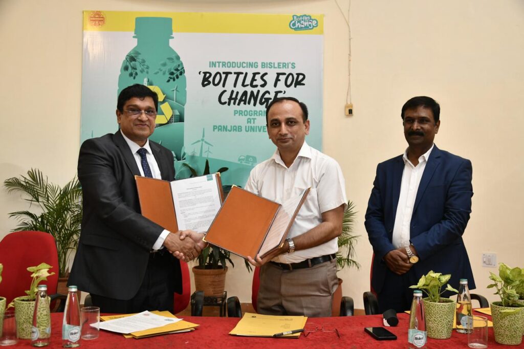 Bisleri International Partners with Panjab University to establish On-Campus Material Recovery Facility (MRF) under ‘Bottles for Change’ initiative Bisleri International Partners with Panjab University to establish On-Campus Material Recovery Facility (MRF) under ‘Bottles for Change’ initiative