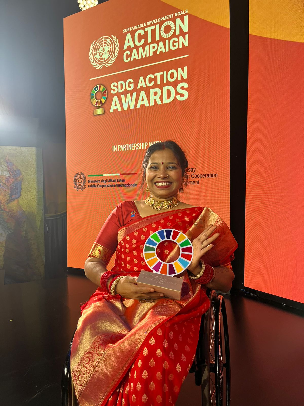 Indian Para-athlete and Disability Rights Activist Ms. Suvarna Raj Wins Prestigious United Nations SDG Action Award in Rome, Italy Indian Para-athlete and Disability Rights Activist Ms. Suvarna Raj Wins Prestigious United Nations SDG Action Award in Rome, Italy