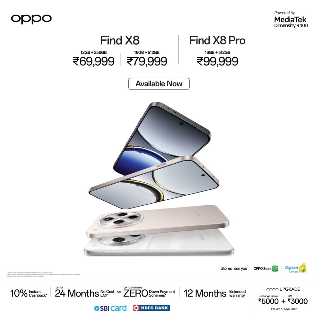 OPPO Find X8 Series Goes on Sale: Price, Launch Offers, Specs and More OPPO Find X8 Series Goes on Sale: Price, Launch Offers, Specs and More