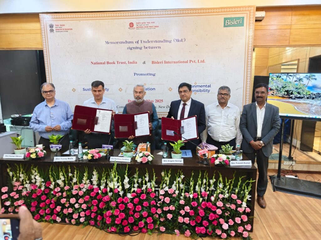 Bisleri International, NBT & CEE Sign a Joint MoU to Launch Educational Book on Plastic Waste Management for Schools in 48 Languages Bisleri International, NBT & CEE Sign a Joint MoU to Launch Educational Book on Plastic Waste Management for Schools in 48 Languages