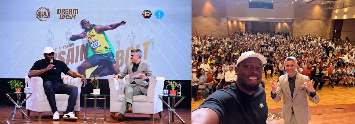 The Fastest Man on Earth, Usain Bolt, Joins Sujay Jairaj for a Fireside Chat at Jamnabai Narsee Campus, Host of DreamSetGo’s Dream Dash Finale The Fastest Man on Earth, Usain Bolt, Joins Sujay Jairaj for a Fireside Chat at Jamnabai Narsee Campus, Host of DreamSetGo’s Dream Dash Finale