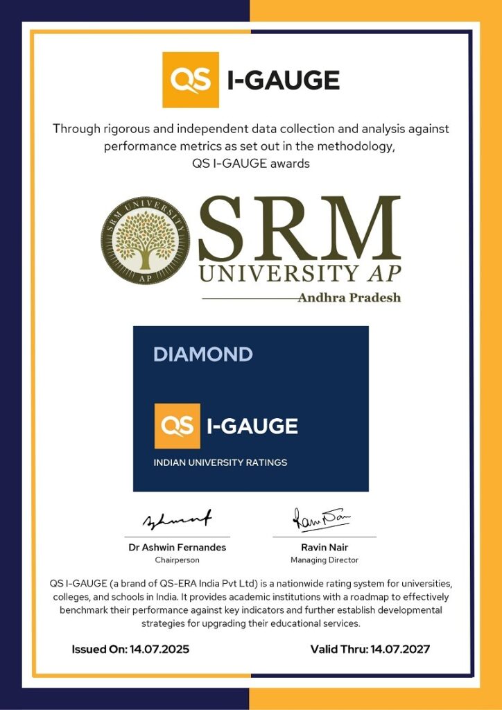 SRM University-AP Recognised with QS-I GAUGE Diamond Rating for Institutional Excellence SRM University-AP Recognised with QS-I GAUGE Diamond Rating for Institutional Excellence