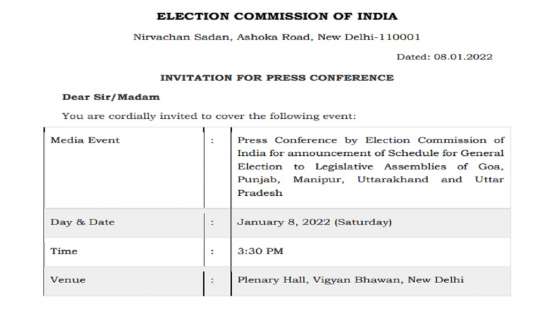 Assembly Election 2022: ECI to announce poll schedule for 5 states today Assembly Election 2022: ECI to announce poll schedule for 5 states today