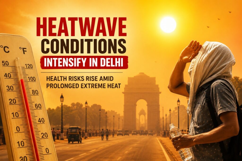 Heatwave Conditions Intensify in Delhi; Health Risks Rise Amid Prolonged Extreme Heat