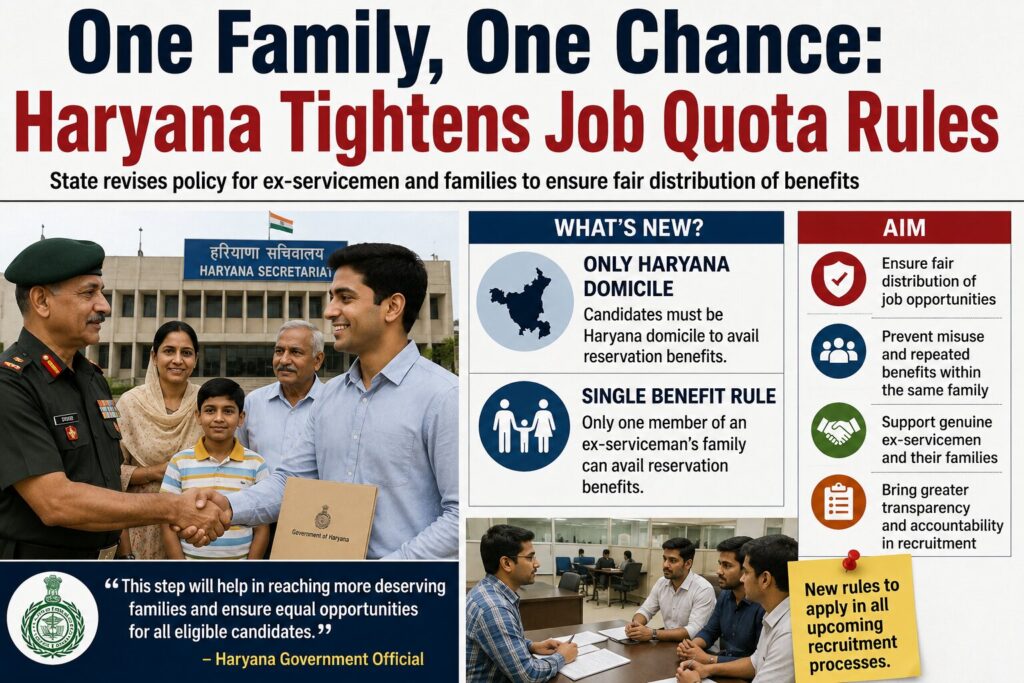 One Family, One Chance One Family, One Chance: Haryana Tightens Job Quota Rules