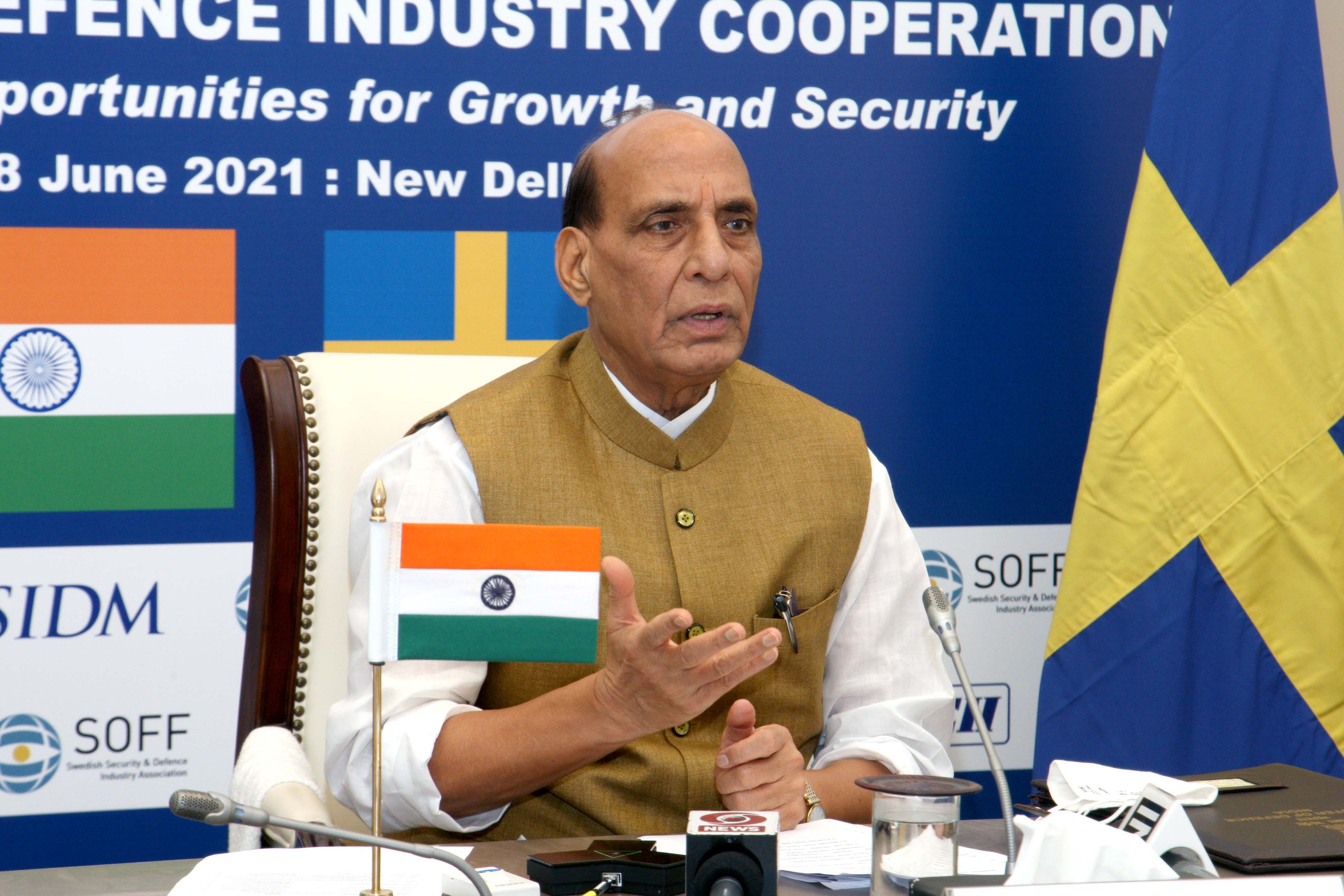Raksha Mantri invites Swedish firms to invest in defence corridors in Uttar Pradesh & Tamil Nadu Raksha Mantri invites Swedish firms to invest in defence corridors in Uttar Pradesh & Tamil Nadu