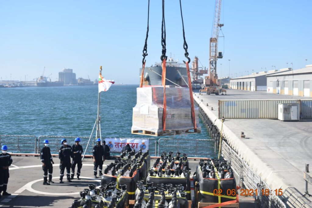 Ins Tarkash Brings Medical Oxygen Consignment Ins Tarkash Brings Medical Oxygen Consignment