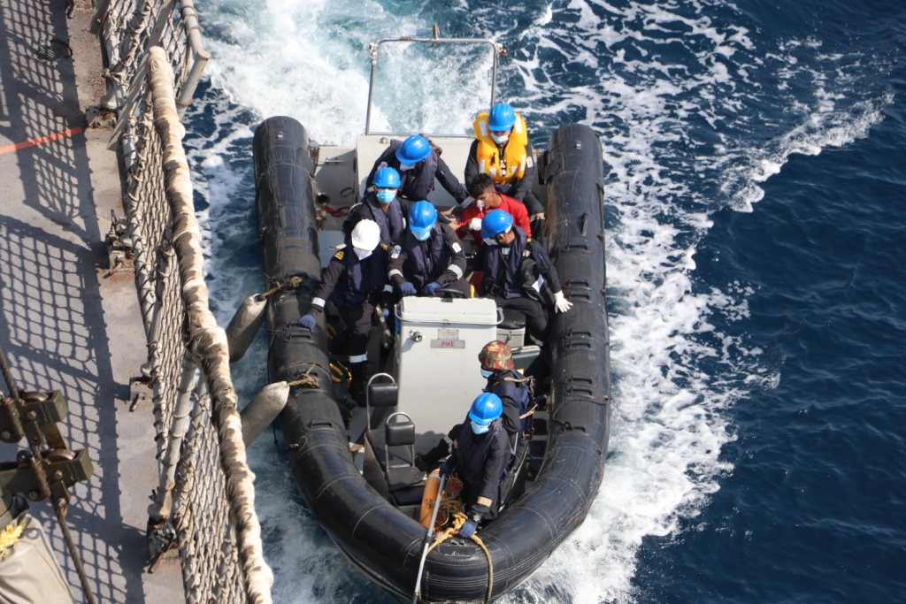 Ins Aditya Renders Medical Assistance To Injured Fisherman At Sea Ins Aditya Renders Medical Assistance To Injured Fisherman At Sea