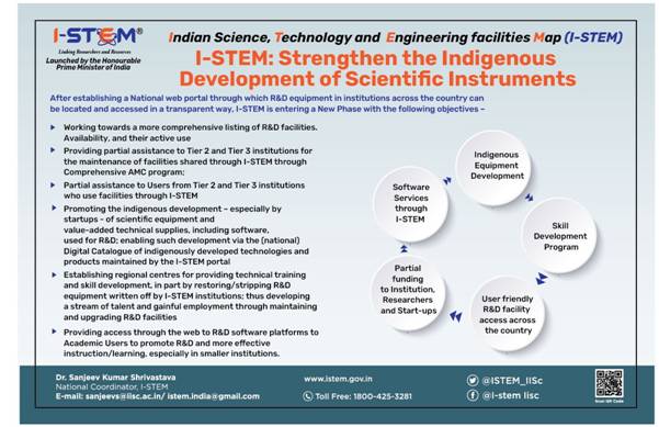 National web portal for sharing R&D facilities I-STEM enters Phase-II National web portal for sharing R&D facilities I-STEM enters Phase-II