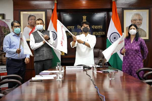 Minister of Civil Aviation, Shri Jyotiraditya Scindia inaugurates direct flights between Bilaspur to Indore Minister of Civil Aviation, Shri Jyotiraditya Scindia inaugurates direct flights between Bilaspur to Indore