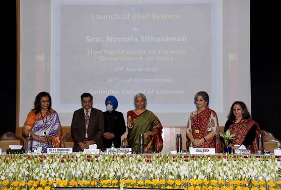 Finance Minister Smt. Nirmala Sitharaman launches e-Bill system on 46th Civil Accounts Day Finance Minister Smt. Nirmala Sitharaman launches e-Bill system on 46th Civil Accounts Day