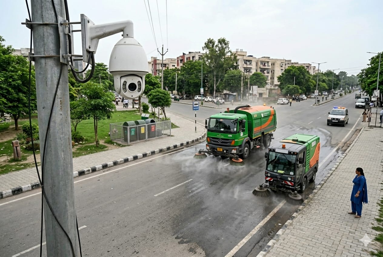 ANTI POLLUTION DRIVE Chandigarh Develops 12 machines fleet to tackle Air Pollution and improve city cleanliness