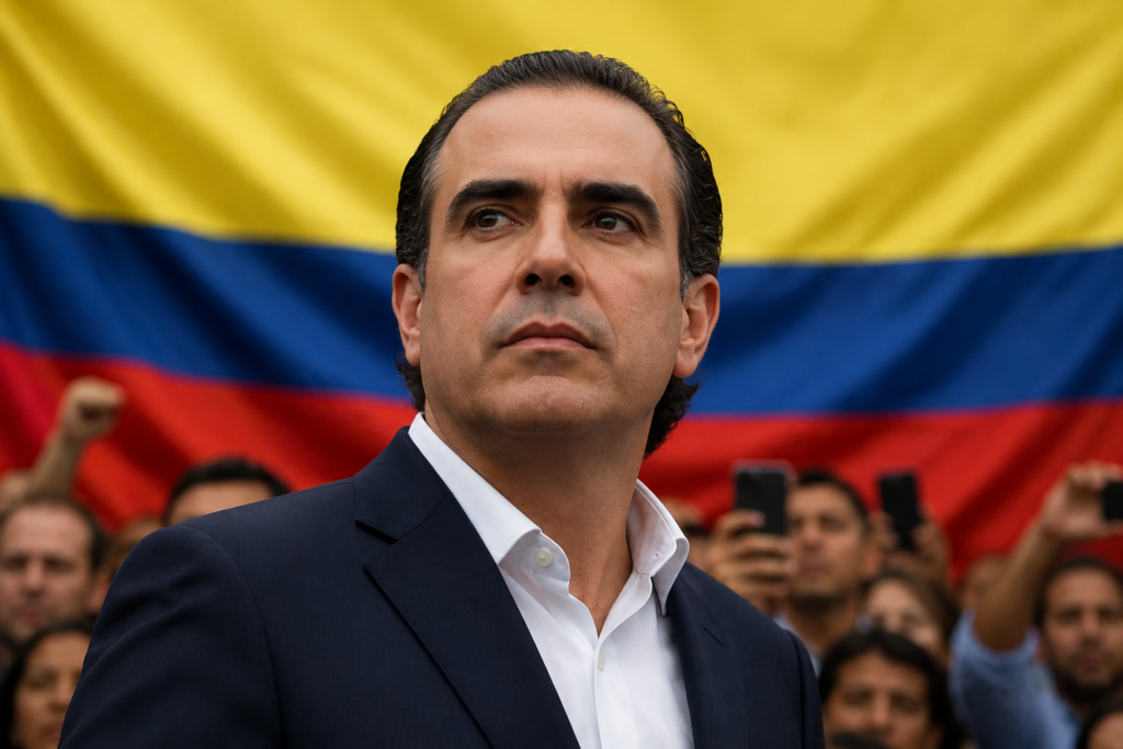 Abelardo-De-La-Espriella-Colombia-Politics Abelardo De La Espriella addressing supporters during a political event in Colombia