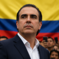 Abelardo De La Espriella addressing supporters during a political event in Colombia