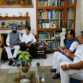 BJP National President Nitin Nabin meets Padma Bhushan Dr. Sardara Singh Johal and other leaders during a discussion at a residence in Ludhiana, Punjab.