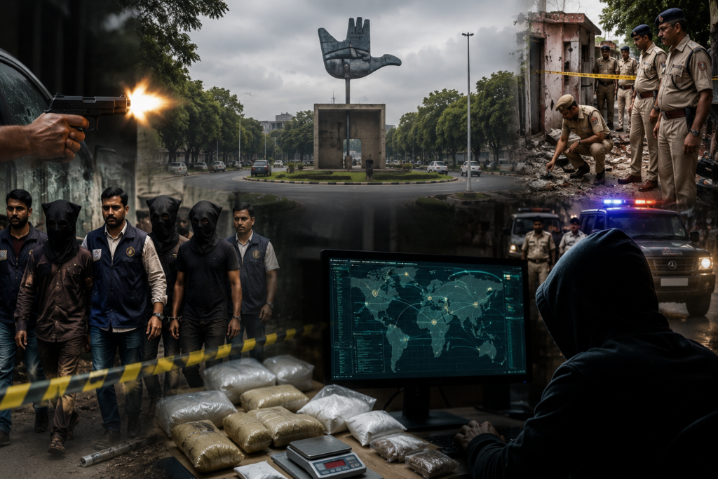 How Organized Crime, Gang Activity and Drug Networks Are Testing Chandigarh’s Reputation as India’s Safest City Daylight Murder, Grenade Blast, Drug Busts and Gang Operations Raise New Questions About Urban Security in Chandigarh