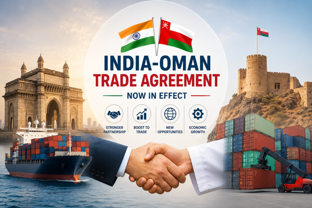 India-Oman Trade Agreement Takes Effect Today, Opening New Opportunities for Businesses and Exporters