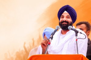Bikram Singh Majithia addressing supporters during a public gathering in Punjab.
