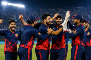 CHD Kings players celebrating after winning their second CPL match with a strong all-round performance