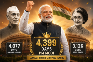 Prime Minister Narendra Modi marks 4,399 consecutive days in office, becoming one of India's longest-serving leaders in uninterrupted tenure.