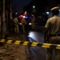 Police investigating a crime scene in Mauli Jagran Chandigarh after a youth murder attack