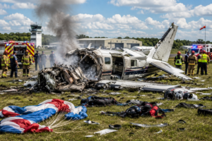 Authorities launch a major investigation after a fatal aircraft crash near Butler Memorial Airport claims the lives of 12 people and shocks the local community.