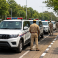 Chandigarh Police PCR vehicles parked at a city junction for faster emergency response services