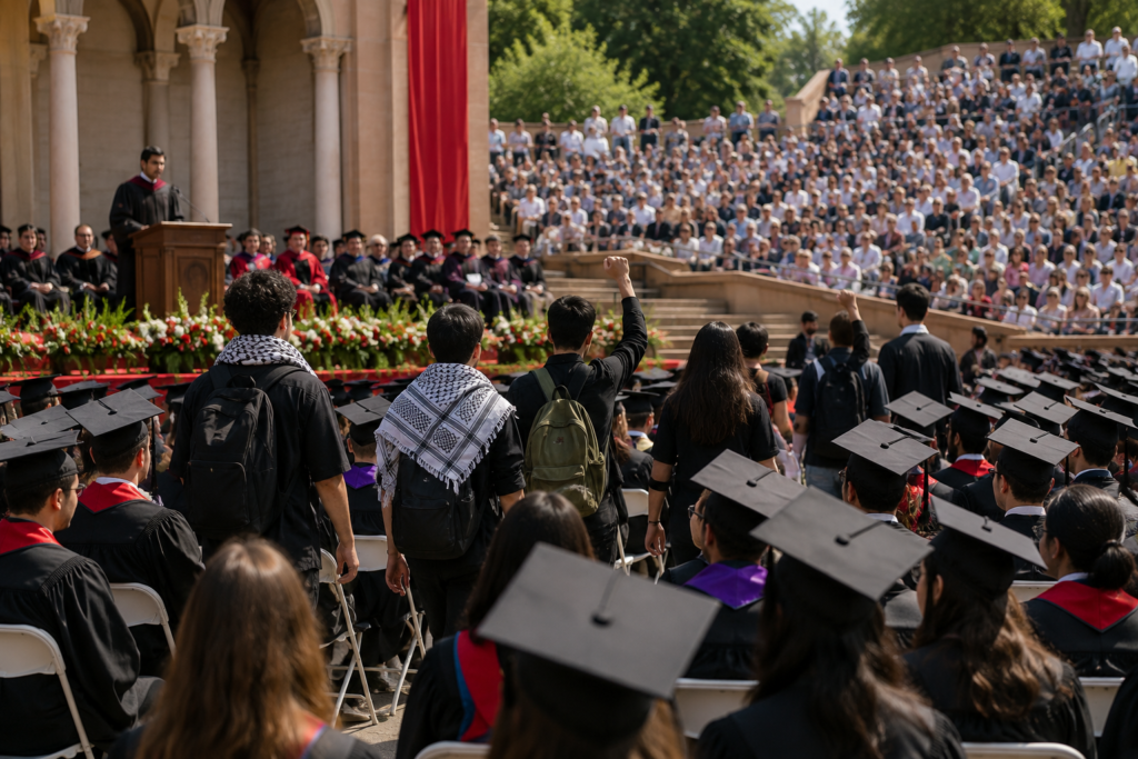 Stanford Students Stage Walkout During Sundar Pichai’s Commencement Speech Peaceful protest during graduation highlights ongoing debates over technology, activism, and free expression.
