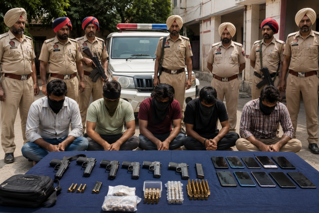 Patiala Police Arrest 5 Alleged Goldy Dhillon Gang Associates, Recover Illegal Weapons Special operation targets organized crime network; firearms and ammunition seized during crackdown.
