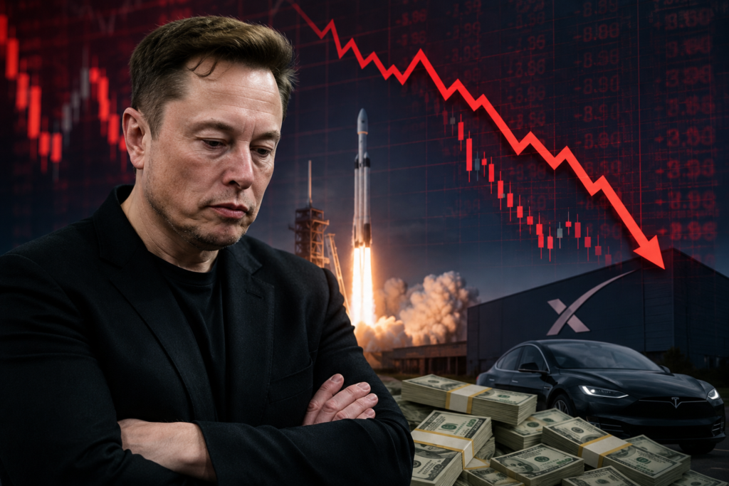 A sharp decline in SpaceX and technology stock valuations wipes out hundreds of billions from Musk’s fortune, though he remains the world’s richest person