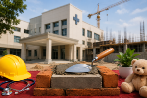 Foundation stone ceremony for a new Mother & Child Hospital in Sunam, Punjab, highlighting healthcare infrastructure development and maternal-child medical services.