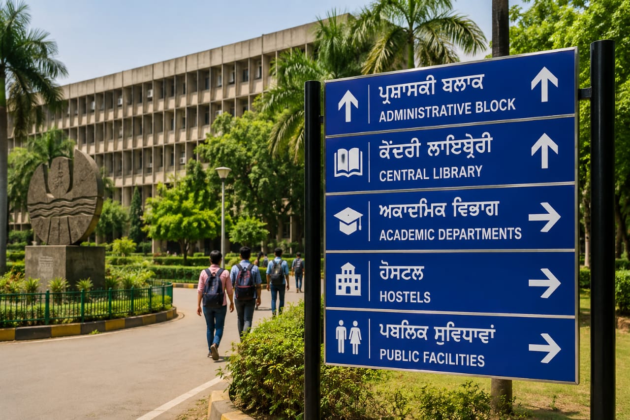 Panjab University Introduces Punjabi Signage Initiative Panjab University begins the process of installing Punjabi-language signboards across campus to enhance accessibility and promote regional linguistic heritage