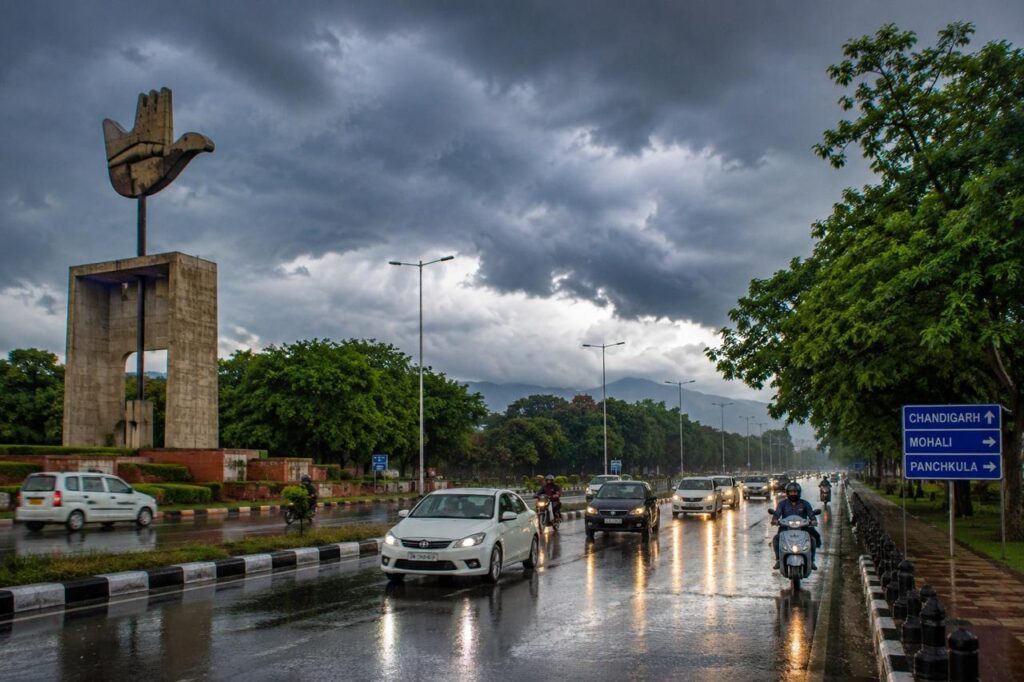 Dark clouds over Chandigarh, Mohali, and Panchkula as weather officials predict rainfall and relief from intense summer heat.