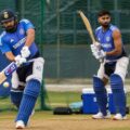 Indian cricketers Rohit Sharma and Shreyas Iyer take part in an intensive practice session in Mohali ahead of the upcoming ODI series.