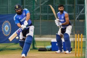 Indian cricketers Rohit Sharma and Shreyas Iyer take part in an intensive practice session in Mohali ahead of the upcoming ODI series.