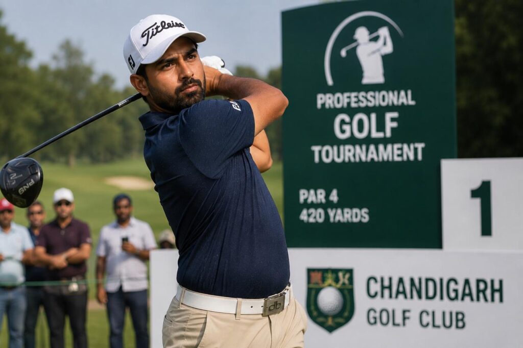 Chandigarh golfer Karandeep Kochhar during practice ahead of a major golf tournament as he targets another strong performance on the professional circuit.