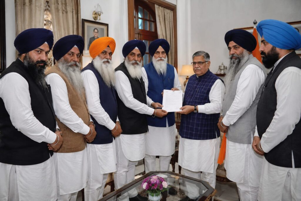 Delegation meets Governor at Lok Bhavan, seeks action on Sikh Panth concerns, farmers’ issues, and economic challenges.