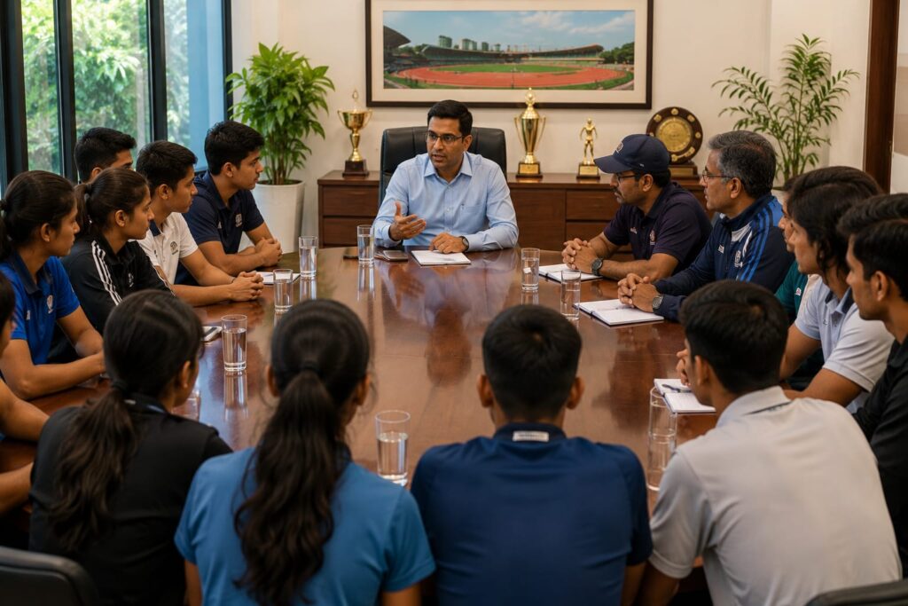 Chandigarh DC Nishant Kumar Yadav Meets Players and Coaches Chandigarh DC Meets Players and Coaches
