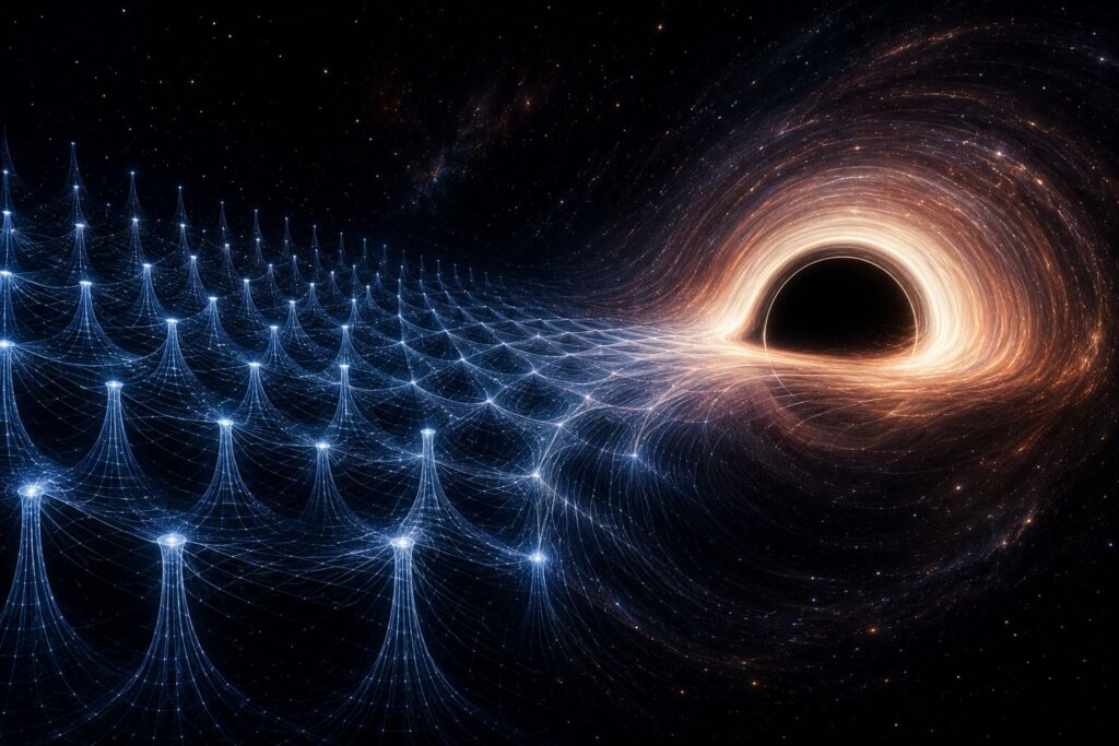 New theoretical study from Goethe University Frankfurt and TU Wien proposes a mathematical link between spacetime crystals and black hole formation.