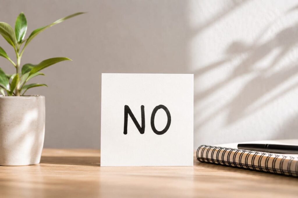 The Art of Saying No Article discussing healthy boundaries, self-respect, time-management and personal growth.