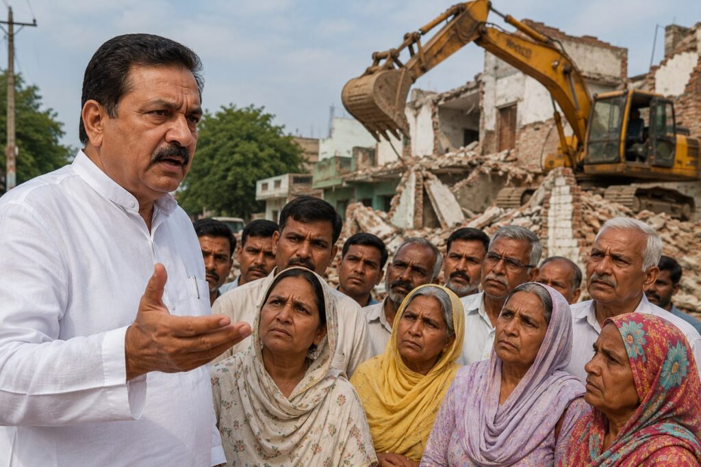 Former minister seeks relief for residents amid controversy over houses built on disputed johad land.