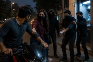 FIR registered against four as police investigate alleged ATM cash withdrawal and motorcycle snatching.