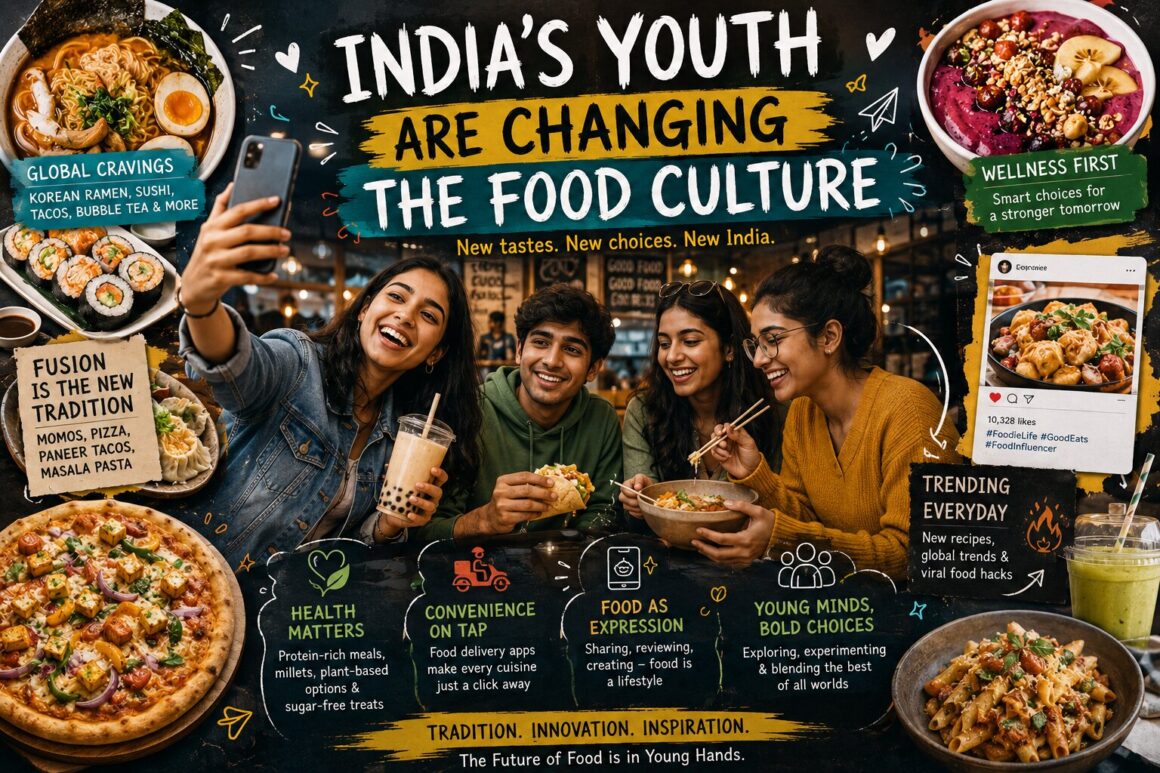 You can see something fascinating when you stroll into a college campus, a trendy café or even just scroll through social media today – India's youngsters are changing the country's food culture. The days of drab food options, such as what you could prepare at home and find at the local restaurant are over. Today's youth are far more adventurous, curious and connected than ever before. They are discovering recipes from around the world and watching food influencers, making eating fun and more interesting than a meal. Ten years ago things like pizza and burgers were rare pleasures. Today, Korean cuisine is known to the young Indians through the many popular dishes such as Ramen, Bubble Tea, Sushi, Tacos and Smoothie Bowls. With social media, second-by-second and day-by-day, international food trends can get to a smartphone and a dining table. However, this change will not only be an exploration of the unknown. Health and wellness are also on the radar of the young consumers. Lots of protein-rich meals, millet snacks, sugar-free desserts, and alternatives made from plants are gaining in popularity. These days, a lot of young people pay attention to nutrition labels, count protein, and opt for foods that boost fitness. Convenience is also a major factor at the same time. Food delivery apps are an integral part of our lives due to the busy schedules, in which studies, work and social activities keep us occupied. With just a few clicks of a phone, it's easier than ever to bring almost any cuisine to the doorstep. Believe it or not, traditional Indian dishes are not going out of style. Rather it is changing. All the fusion dishes such as momos, butter chicken pizza, masala pasta and paneer tacos reflect the taste of a generation that is fond of fusionizing cultures. Young Indians are proving to be an example to others that they do not have to go to extremes to either choose between tradition and modernity or have to simply accept one or the other. Food is also a means of self-expression. Individuals post about new restaurants they discover, recipe tests and food evaluations, making eating a lifestyle. With the rise in popularity of food content creators, it's clear just how intertwined food and digital culture have become. Youth in India are not just riding the trend – they are driving it. From selecting healthier foods to discovering international cuisine, this generation is creating a culinary landscape that is unique, diverse and vibrant. But, if the trend is any indication, the future of Indian food is going to be as exciting as the generation that is driving it.