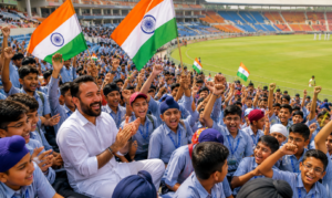 celebrating cricket match
