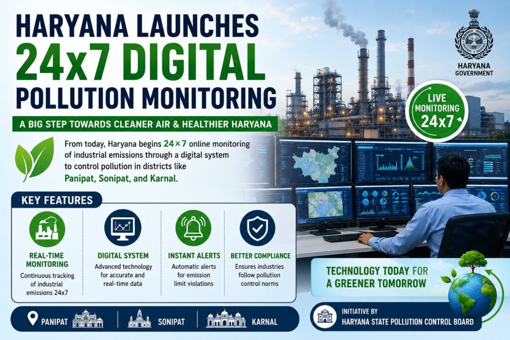 digital haryana “24×7 Vigil on Pollution: Haryana Adopts Smart Monitoring”