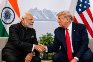 India and US leaders shaking hands during a diplomatic meeting at the G7 Summit