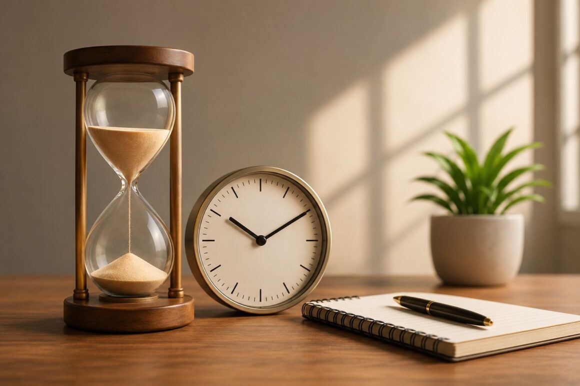importance of time management showing a clock, calendar.